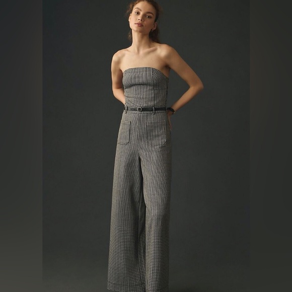 Maeve Pants - Maeve Anthropologie knit houndstooth wide leg jumpsuit Size 10T